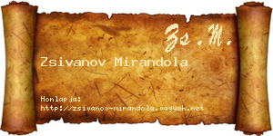 Zsivanov Mirandola névjegykártya